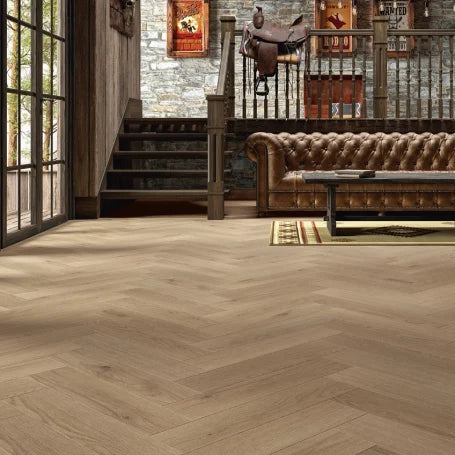 Floer Hybride Laminaat Visgraat - Grijsbeige Eiken